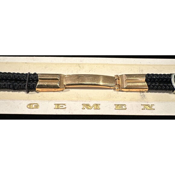 Gemex Watch Band NOS Loop End Gold Filled Black Cord Deployment Bracelet Vintage - Picture 3 of 7